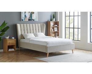 4ft6 Double Tasmin natural colour fabric upholstered bed frame bedstead